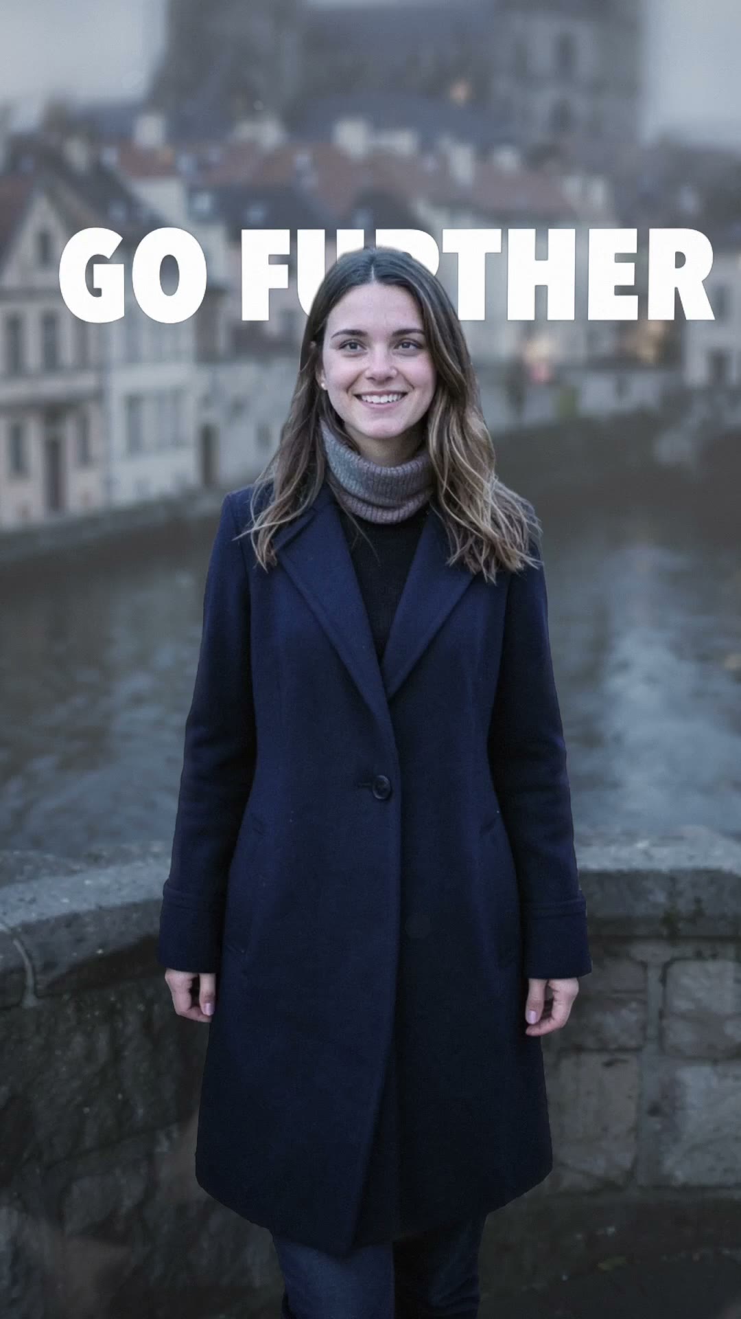 A vertical Depth Motion reel: six photos of people outdoors lifted into 3D, the title GO FURTHER standing behind each person as the camera moves